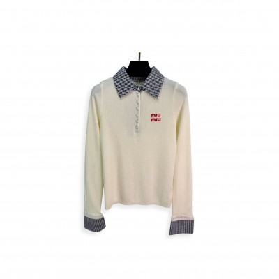 MIU MIU KNITTED LONG-SLEEVED TOP 